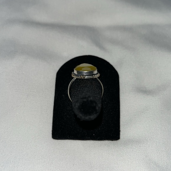 Cats Eye Faceted Genuine Gemstone Teardrop Ring - Picture 2 of 5